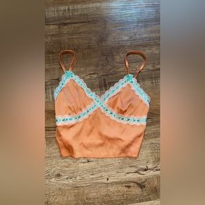 SHEIN SATIN LACE CROPPED TANK